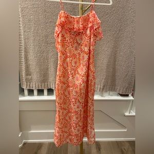 Sage The Label | Midi Pink/Orange Floral Dress | Size M
